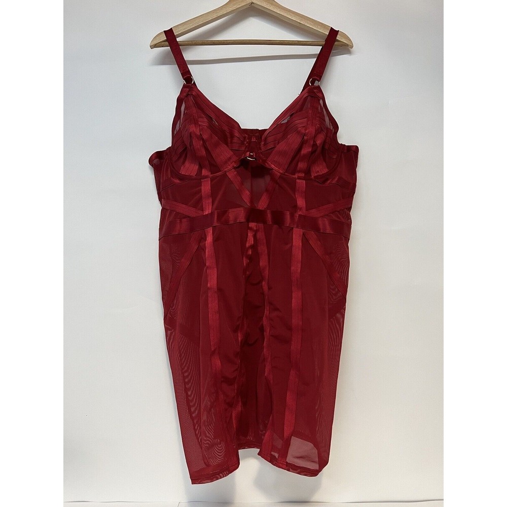 Torrid Curve cut out strappy chemise Red stretch bodycon mesh Size 3 Dress
